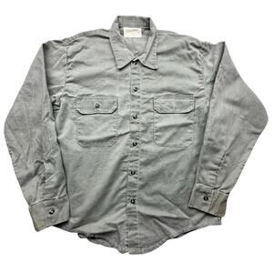 Vintage 70s Sager Glove Flame Resistant Canvas Work Shirt Mens Large Long Sleeve